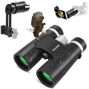 Astromania Rifle Scope Mount Camera Adapter - Bundle with - 8x42 BK7 Prism Compact Binoculars