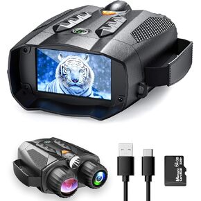 Night Vision Goggles, 4K 2624FT-10X Digital Zoom-5000mAh, 3'' Screen Infrared Binoculars with Compass Flashlight 64GB TF Card for Photos Videos, for Adults Outdoor Camping,Wildlife Observation
