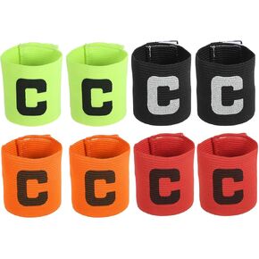MECCANIXITY Soccer Captain Armband, Captain Arm Bands for Soccer Elastic Captain C Arm Band Sports Captain Armbands for Football Team Training Youth & Adult Orange, Pack of 8