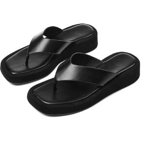 CYNLLIO Slides for Women Slip on Flip Flops Sandals Casual Thongs Platform Wedges Sandals Summer Beach Shoes Comfy Walking Flats Shoes Outdoor Slippers