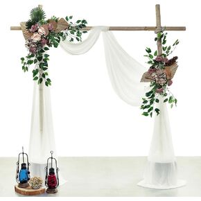 MDS Pack of 1 Panel (30" Width x 30ft Long) Wedding Arch Draping Fabric Sheer Chiffon Arbor Canopy Drapery for Wedding Ceremony Reception Decoration Party Ceiling Backdrop Curtain Swag - Ivory