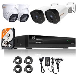 TIGERSECU 5MP 8-Channel 4 Combo Cameras DVR Security Bundle with 4TB HDD