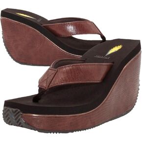 Volatile Canova Women's Platform Wedge Flip Flop Sandal, Brown, 10