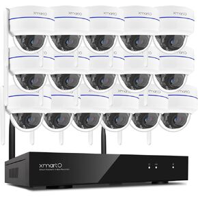 xmartO [AI Tracking Dome CAM] 16CH 2K HD Metal Dome PTZ Wireless Security Camera System, 16*Automatic Tracking, 2-Way Audio and Night Vision Camera, 16CH 4K Long Range WiFi 6 Surveillance DVR NVR Kit