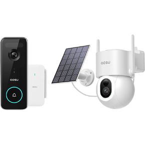 AOSU 5MP Doorbell Camera Wireless & 3K/5MP Solar Powered Security Cameras Wireless Outdoor