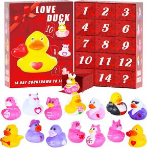 15 Pcs Valentine's Day Rubber Ducks for Toddler Kids Adult, Mini Valentine Ducks for Party Favors Classroom Exchange Prizes Bath Toys