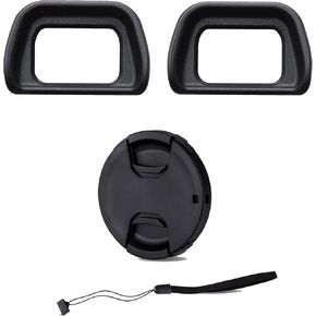 JJC 2-Pack FDA-EP10 Soft Eyecup Eyepiece & 40.5mm Front Lens Cap Cover for Sony Alpha A6300 A6100 A6000 Camera with Sony E PZ 16-50mm f/3.5-5.6 OSS Lens