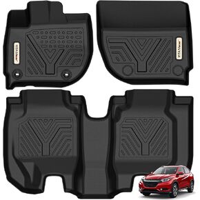 YITAMOTOR Floor Mats Compatible with 2016-2022 Honda HR-V, Custom Fit Black TPE Floor Liners,1st & 2nd Row All-Weather Protection
