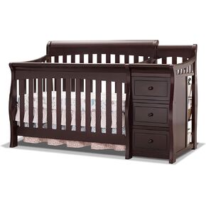 Sorelle Furniture Princeton Elite Crib and Changer Classic -in- Convertible Diaper Changing Table Made of Pine Wood Non-Toxic Wooden Baby Bed Toddler Childs Daybed Full-Size Nursery - Weathered Grey