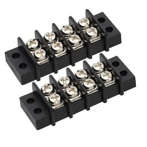 MGI SpeedWare 12 Circuit Double Screw Terminal Junction Block 300V/20A, Row Barrier Strip (2-Pack)
