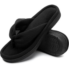 Women's Fuzzy Flip Flops Soft Memory Foam Thong Slippers Anti-Skid Slip Ons Comfy Indoor House Slide Shoes