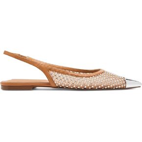 شقق Slingback للنساء تصميم أخمص القدمين الأنيق مع زينة حجر الراين مواد شبكة مريحة للتنفس