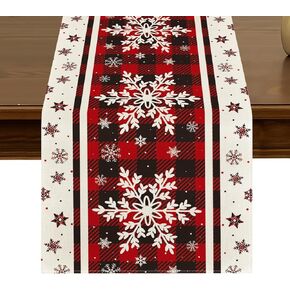 Let It Snow Winter Snowflake able Runner 13x72 Inch Seasonal Beige Christmas Kitchen Dining Table Decor for Indoor Outdoor Farmhouse Home Party Decoration ZQ70