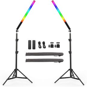 LED Light Stick RGB Fill Light Stand Photography Lighting Kit LED Video Lighting with 5000mAh Battery, Remote Controller Dimmable 2500K~6500K, Adjustable Tripod Stand for Live Streaming, Vlog, Gaming