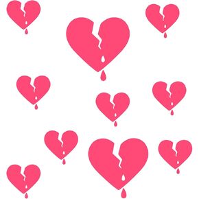 Broken Hearts Vinyl Decal Sticker for Car Window Truck mutisize 10pcs (White Broken)