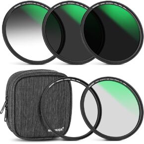 NEEWER 62mm 5 in 1 Magnetic ND Lens Filter Set, Black Diffusion 1/4 Filter, Soft GND8, ND8, ND64 Magnetic Adapter Ring, HD Optical Glass/Water Repellent/30 Layers Nano Coatings/Scratch Resistant