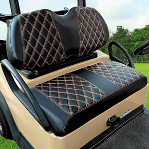 Golf Cart Seat Cover for Club Car Precedent Ordinary Front Seat Cushion, Thick Vinyl Leather Custom Diamond Comfortable, Adjustable Straps and Retractable Buckle/No Nails Required