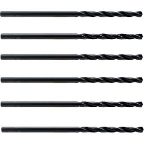 MAXTOOL No.30x6" 6pcs Aircraft Extension Drills Dia 0.1285" HSS M2 Extra Long Twist Drill Bits Wire Gauge Numbered Straight Shank; ACN02B06R30P6