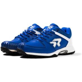 حذاء Turf Softball Ringor Flite مع إصبع القدم - أحذية خفيفة الوزن ودائمة للكرة اللينة للنساء - Royal and White - حجم 7