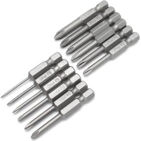 Hordion 9pcs Phillips Screwdriver Bits 1/4 Inch Hex Shank, S2 Steel Cross Head Magnetic Screwdriver Bits, 4-Inch Length