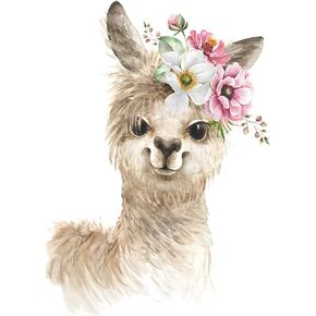 Boodecal Watercolor Llama with Flowers Alpaca Wild Wall Decals Stickers Rainbow Nursery Decorations Baby Boy Girl Bedroom Playroom Parties 14.5 in x 20.5 in