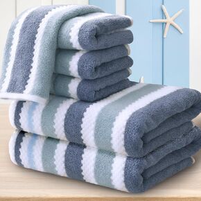 Gray and White Washcloths (6PC, 13"x13") - 100% Cotton, Quick Dry, Thick & Absorb, Soft Washcloths for Bathroom & Showering, Striped Wash Cloths for Face & Body, Grey Stripe and White Waffle/Checkered