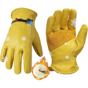 KONGOUARD Winter Work Glove Waterproof Heated Water Repellent Cold Weather Insulated Genuine Leather Work Gloves Brown L in Saudi Arabia