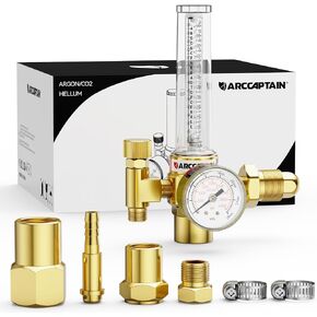 ARCCAPTAIN Argon/CO2/Helium Regulator with 8.2FT Inert Gas Welding Hose, MIG and TIG Flow Meter Gas Regulator Gauge Welding Weld, 0-4000 PSI, 0-180+ CFH, CGA580 Inlet Connection