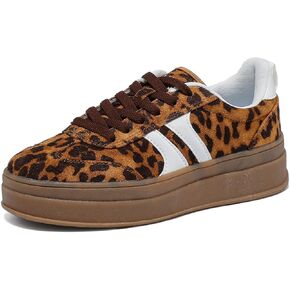 Women's Thick Sole Retro Fashion Sneakers Classic Walking Shoes Thick Rubber Lace-Up Footwear Anti Slip Trainers