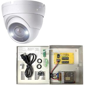 2MP HD Full Color Night Vision Dome TVI CCTV Surveillance Security Coax Camera with Visible White LED Lights, Compatible with Analog TVI CVI AHD DVR, 2.8mm, Bundle with 4CH CCTV Power Distribution Box