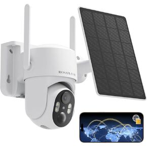 4G LTE Cellular Security Cameras Wireless Outdoor, No WiFi Security Camera, Solar Camera Outdoor Wireless, Human Detection, 360 PTZ, 2K HD Color Night Vision, 2-Way Talk, IP66 (Global Version)