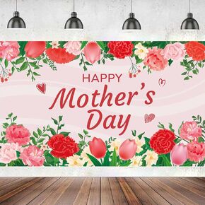 Large 71" X 43" Happy Mothers Day Banner, Pink Mothers Day Backdrop, Happy Mothers Day Decorations, Mothers Day Decorations for Party, Mothers Day Banner Decorations