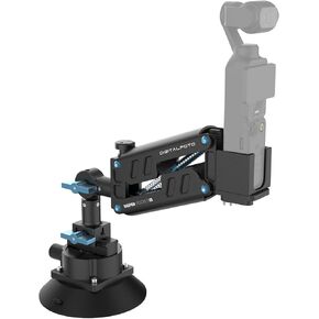 Osmo Pocket 3 Car Mount, Metal Suction Cup Mount, Z Axis Car Damping Spring Arm Shock Absorbing Car Video System, Compatible with DJI Osmo Pocket 2/3, Action 4/5, Insta360, GoPro etc