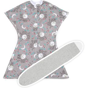 SleepingBaby Zipadee-Zip Transition Swaddle (Goodnight Moon, Small for 4-8 Months) and Snuggle Strap (Grey, One Size) - Wearable Baby Blanket and Accessory - Polyester, Spandex