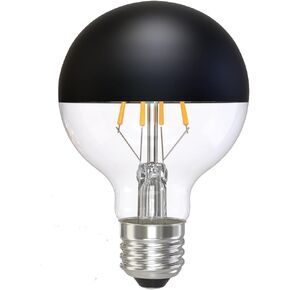 Half Chrome Light Bulb Dimmable 6W (Equivalent 60 Watt) LED Edison Bulb G25/ G80 Half Black Dipped LED Bulb Globe Shape 2700K Warm White Decorative Mirror Light Bulb CRI 90+ E26 Base Pack of 2 (Black)