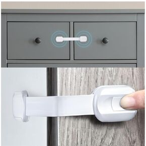 SAFENEST Child Proof Cabinet Locks (10 Pack Black) 3M Adhesive for Cabinets and Drawers, Fridge, Drawer Locks Baby Proofing, No Drilling; Alcohol Prep Pads Included