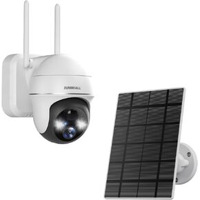ZUMIMALL Solar Security Cameras Wireless Outdoor WiFi with 360° PTZ, 2K Battery Powered Cameras for Home Surveillance, Spotlight & Siren/PIR Detection/3MP Color Night Vision/2-Way Talk/IP66/Cl