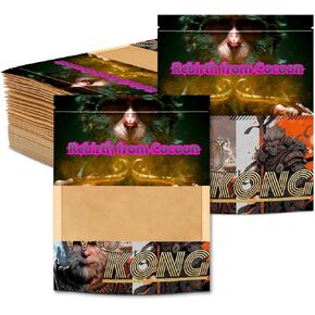100 Pcs With Design Patterns Kraft paper Bags Packaging Bags3.94x4.92In,Resealable Bags Foil Pouch Bags for Food Storage and Tea,Coffee Bean,Snack Candy for Small Business (JKH8003)