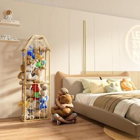Stuffed Animal Storage Stuffed Animal Zoo Wood Toy Organizer Plush Stuffed animal tower Stuffed Animal Holder Cage toy storage toy basket storage bags basket (double-layer)