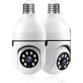 2K Light Bulb Security Camera 5G&2.4Ghz WiFi Security Cameras Wireless Outdoor Indoor,Cameras for Home Security Outside Indoor,Motion Detection and Alarm,Two-Way Talk,Color Night Vision (2Pack)Cam