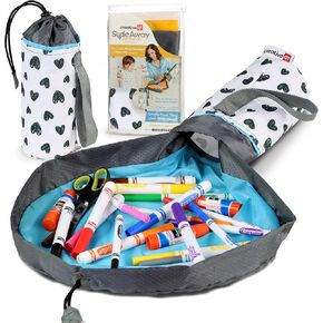 Creative QT SlideAway, Dinosaur Print, On-The-Go Mini Storage Bag and Table Top Play Mat for Toddlers, Room and Travel Organizer - Slideaway Toy Storage Organizer