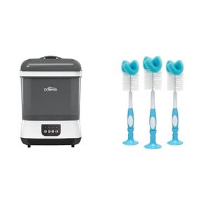 Dr. Brown's All-in-One Sterilizer and Dryer for Baby Bottles, Parts & Other Newborn Essentials & Baby Bottle Cleaning Brush with Sponge and Scrubber - Blue - 3-Pack