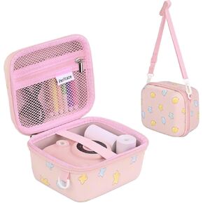 Kids Instant Print Camera Case Compatible with Dylanto/Gofunly/DUDUDRAGON/ESOXOFFORE Kids Camera, Prints Paper Water Color Pen Storage Case Birthday Gift