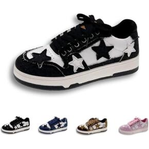 Retro Cool Star Chunky Sneakers for Women Trendy Casual Aesthetic Platform Skate Walking Shoes