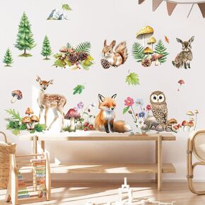 Removable Jungle Animal Wall Decals Peel and Stick, Vinyl Safari Wall Sticker, Elephant Lion Wall Decor Art for Nursery Playroom