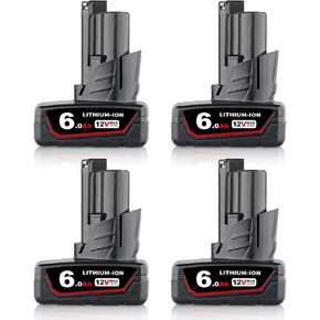 12V 6.0AH Battery Lithium-ion Replacement for Milwaukee M-12 Battery 48-11-2411 48-11-2440 48-11-2402 Replacement for Milwaukee 12v Cordless Power Tools