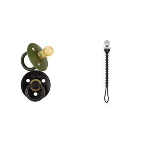 Itzy Ritzy Natural Rubber Pacifiers Set of 2 – Natural Rubber Newborn Pacifiers & Silicone Pacifier Clip; 100% Silicone Pacifier Strap with Clip Keeps Pacifiers