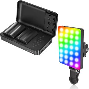 JYJZPB 2 Pack EN-EL15B Batteries and Charger Case, with RGB Selfie Camera Video Light with Front & Back Clip for Nikon Camera