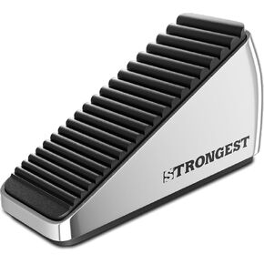 Strongest Home 1-Pack XL Heavy Duty Door Stoppers for Bottom of Door - Durable Door Stop Wedge with Superior Grip, X-Large Rubber Door Stopper Wedge for Large Gaps & Any Surface, 5-Inch Long, Chrome