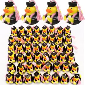 Lewtemi 48 Pcs Graduation Rubber Ducks 2025 Diploma Pink Rubber Ducks Bulk Graduation Party Favors Gifts for Student Bathtub Swimming Pool Theme Party Favors, 2.5 x 2.5 x 2 Inch